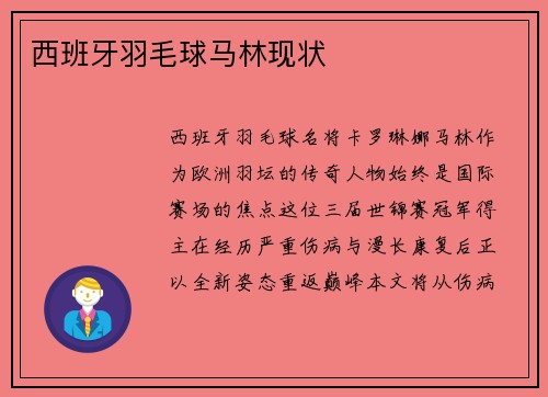 西班牙羽毛球马林现状